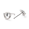 Open Ring Rhodium Plated 925 Sterling Silver Stud Earrings EJEW-I259-04P-2