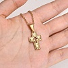 Stainless Steel Cross Pendant Cable Chain Necklaces for Women PW-WG067D3-01-3