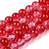 Transparent Crackle Baking Paint Glass Beads Strands DGLA-T003-01C-08-1