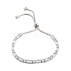 Brass Pave Clear Cubic Zirconia Rectangle & Flat Round Slider Bracelets BJEW-YWC0002-01P-1