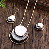 Three Flat Round Zinc Alloy Enamel Pendant Necklaces & Dangle Earrings Sets WGCF00E-05-1