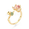 Lotus Brass Enamel Cuff Rings Setting KK-T079-14G-1