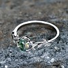 Oval & Leaf 925 Sterling Silver with Moss Agate Finger Rings FS-WGF1EFD-03-3