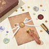 Brass Wax Seal Stamp with Wood Handle AJEW-WH0412-0291-5