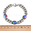 304 Stainless Steel Rhombus Cuban Link Chain Bracelets for Men Women BJEW-G766-07A-5