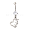 Alloy Crystal Rhinestone Dangle Curved Barbell Belly Rings LS-AJEW-R007-04P-04-4