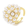 Rack Plating Brass Open Cuff Ring for Women RJEW-F157-01G-1