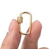 Brass Micro Pave Clear Cubic Zirconia Screw Carabiner Lock Charms ZIRC-T010-10G-5
