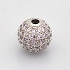CZ Brass Micro Pave Grade AAA Thistle Color Cubic Zirconia Round Beads X-KK-O065-8mm-04P-NR-1