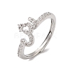 Rack Plating Brass Cubic Zirconia Arabic Letters Adjustable Rings for Women RJEW-S407-10P-12-1