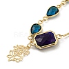 Faceted Rectangle & Teardrop Glass Pendant Necklaces NJEW-R263-22G-2