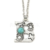 Letter A~Z Antique Silver Plated Alloy with Synthetic Turquoise Pendant Necklaces NJEW-G080-01B-1