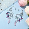 Wing Resin & Natural Quartz Crystal Points Beaded Dangle Earrings EJEW-TA00523-2