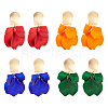 ANATTASOUL 4 Pairs 4 Colors Exquisite Acrylic Petaline Dangle Stud Earrings EJEW-AN0002-10-1