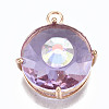 Transparent Faceted Glass Pendants GLAA-S193-035B-LG-1