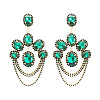 Arch with Oval Alloy Rhinestone Dangle Stud Earrings WGCD708-01-3
