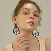FIBLOOM 4 Pairs 4 Styles Sport Theme Wood Heart Dangle Earrings for Women EJEW-FI0001-55-7