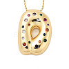 Brass Micro Pave Cubic Zirconia Letter Pendant Necklaces KK-Z069-01G-D-1