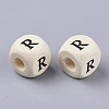 Printed Natural Wood Beads WOOD-T026-001R-2