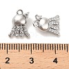 Brass Micro Pave Clear Cubic Zirconia Charms KK-C054-07P-3
