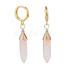 Copper Wire Wrapped Natural Rose Quartz Hoop Earring EJEW-JE04722-02-4