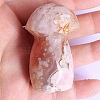 Natural Cherry Blossom Agate Carved Mushroom Figurines PW-WG1C9D8-02-3