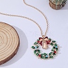 Christmas Wreath & Bell Alloy Rhinestone Pendant Necklaces & Dangle Earrings & Charm Bracelets & Brooch Sets WG06691-09-2
