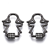 Brass Micro Pave Clear Cubic Zirconia Screw Carabiner Lock Charms ZIRC-T013-07B-NF-1