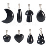 8Pcs 8 Styles Natural Obsidian Pendants G-TA0002-29-2
