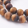 Frosted Natural Tiger Eye Round Bead Strands G-M064-14mm-02-3