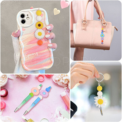 28Pcs 28 Styles Sunflower Daisy
Silicone Beads SIL-CA0003-13-1