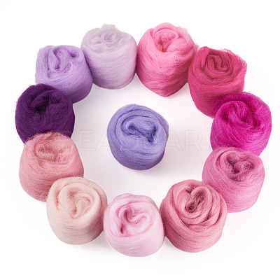 60G 12 Colors Needle Felting Wool Roving DIY-TA0012-85-1