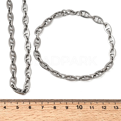 304 Stainless Steel Mariner Link Chains Bracelet & Necklace Jewelry Sets SJEW-L199-16P-1