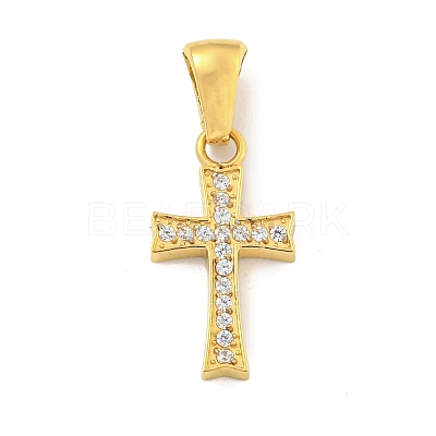 Ion Plating(IP) 304 Stainless Steel Cubic Zirconia Pendants STAS-C102-04C-G-1
