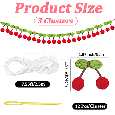 3 Bags Wool Pompom Cherry Hanging Banner DIY-CP0013-53-1