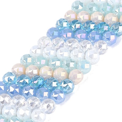 Electroplate Imitation Jade & Opaque & Transparent Glass Beads Strands EGLA-Q135-8MM-A13-1