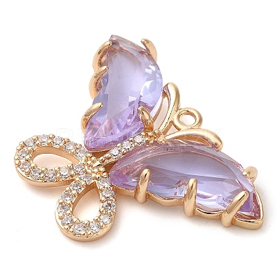 Rack Plating Brass Clear Cubic Zirconia Pendants KK-N255-10G-02-RS-1