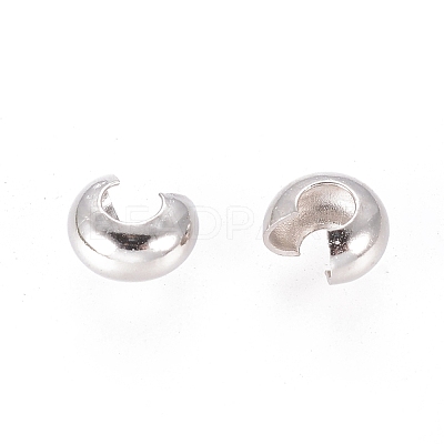 Platinum Color Brass Crimp End Beads Covers for Jewelry Making X-KK-H290-NFN-NF-1