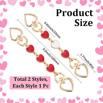 2Pcs 2 Colors Alloy Enamel Purse Strap Extenders PURS-BBC0001-07A-1