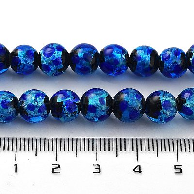 Glow in the Dark Luminous Style Handmade Silver Foil Glass Round Beads FOIL-I006-8mm-02-1