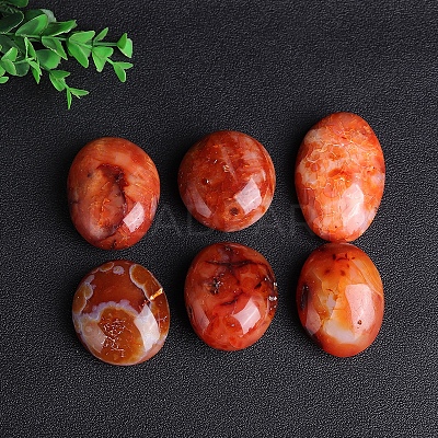 Natural Red Agate Oval Palm Stone Reiki Polished Healing Pocket Worry Stone PW-WG0D36A-01-1
