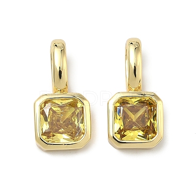 Brass Micro Pave Cubic Zirconia Charms KK-G555-21G-09-1