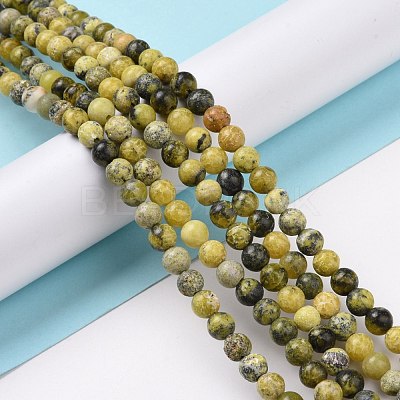 Natural Yellow Turquoise(Jasper) Beads Strands GSR6mmC007-1