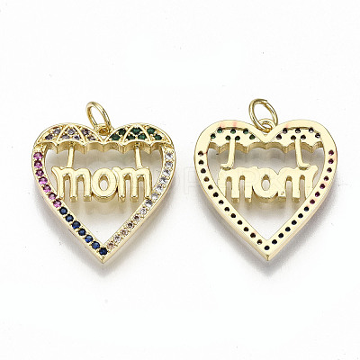 Brass Micro Pave Colorful Cubic Zirconia Pendants ZIRC-S067-176-NF-1