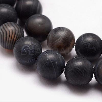 Natural Black Agate Bead Strands G-K166-12-6mm-03-1