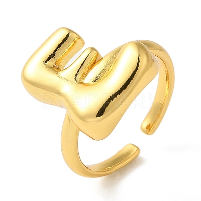 Initials Brass Open Cuff Ring for Women RJEW-N046-02E-G-1