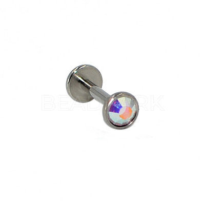 G23 Titanium Cubic Zirconia Flat Round 17 Gauge Threadless Labrets for Women Men WG1F07B-06-1