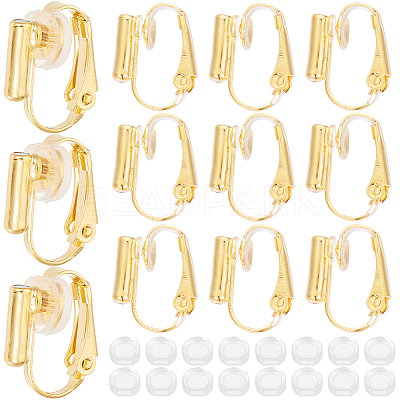 24Pcs Brass Clip-on Earring Converters Findings KK-SP0001-16G-1
