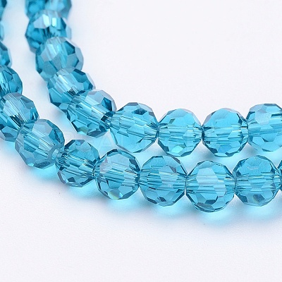 Faceted(32 Facets) Round Glass Beads Strands X-EGLA-J042-4mm-14-1