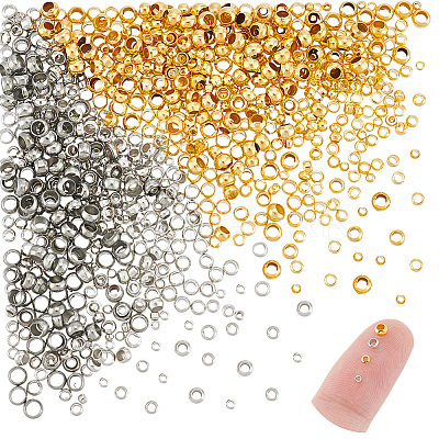 800Pcs 8 Colors Brass Crimp Beads FIND-UN0004-36-1